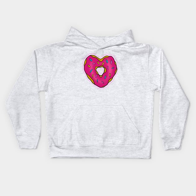 Pink Heart Donut print Kids Hoodie by Inkoholic